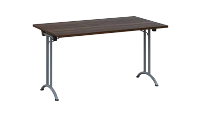 SLA 140 lak skládací jednací stůl 1394x800, deska 25 mm, podnož stříbrný lak, deska ořech královský